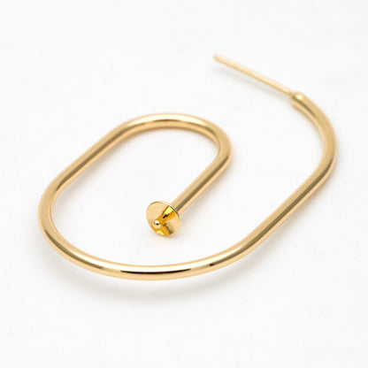 4pcs Gold Minimalist Earring Hook, Pearl Peg Earring Mounts,Half Drilled Pearl Post Earring Settings (GB-3280)