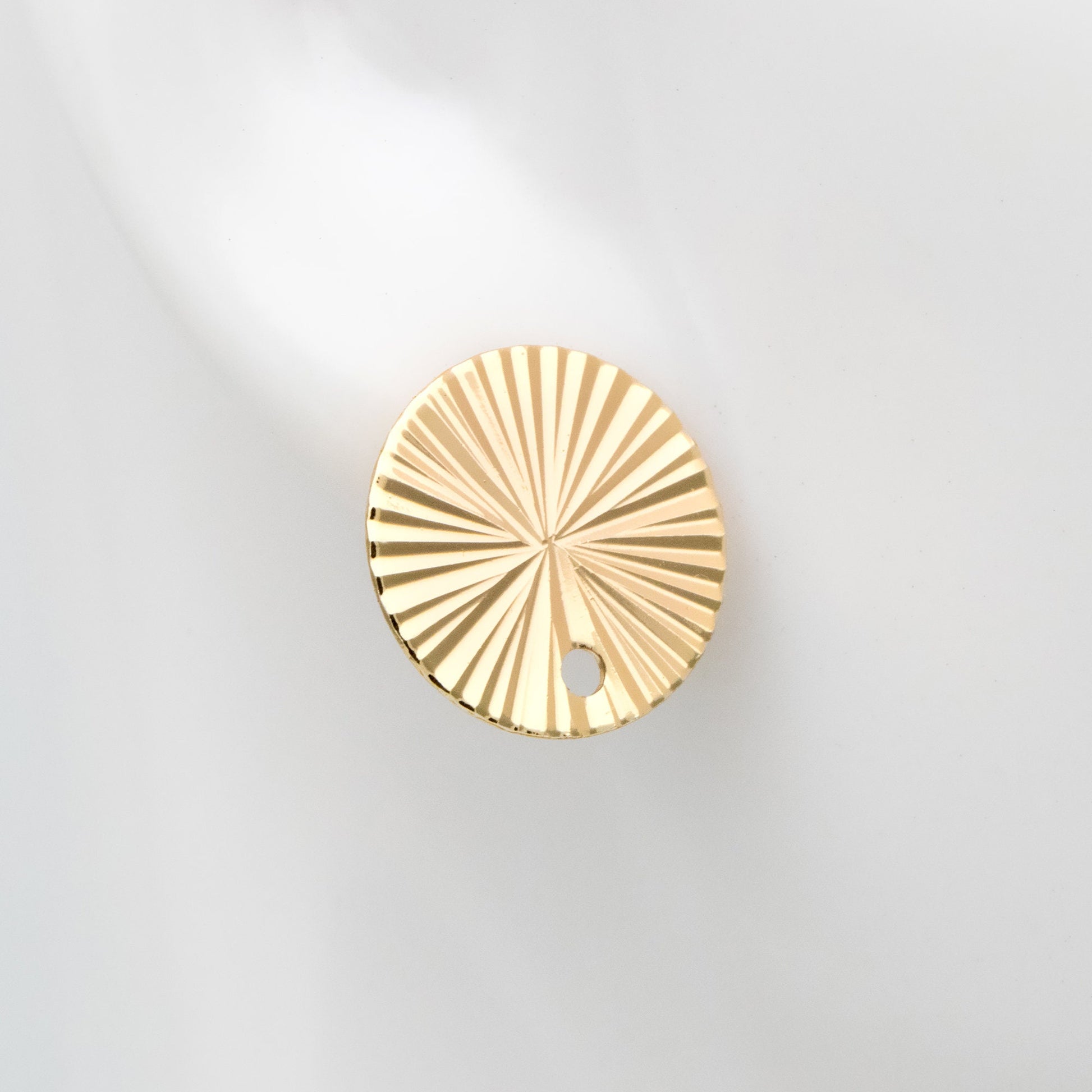 10pcs Gold Round Disc Ear Posts 12mm, 18K Gold plated Brass, Geometric Stud Earring Components (GB-3283)