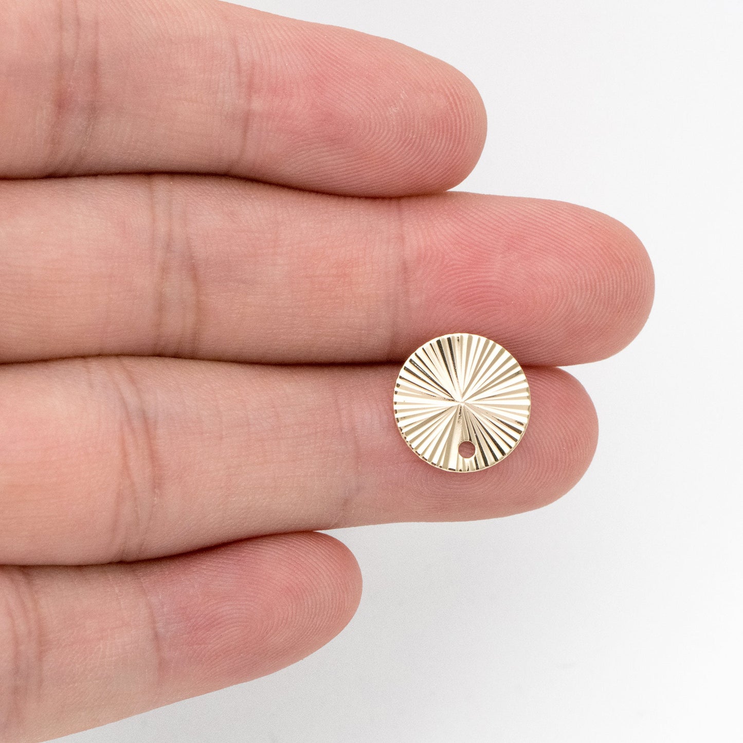 10pcs Gold Round Disc Ear Posts 12mm, 18K Gold plated Brass, Geometric Stud Earring Components (GB-3283)