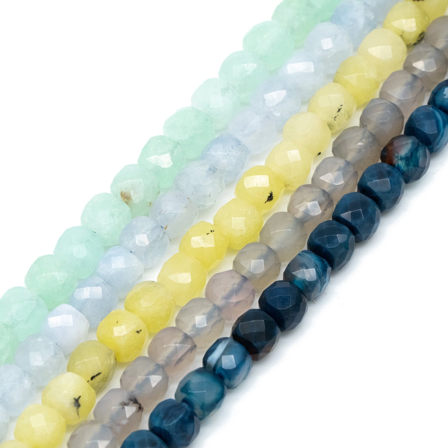 6mm Faceted Cube Quartz Beads, Gemstone Beads, Full 15 inch strands (TR-041)