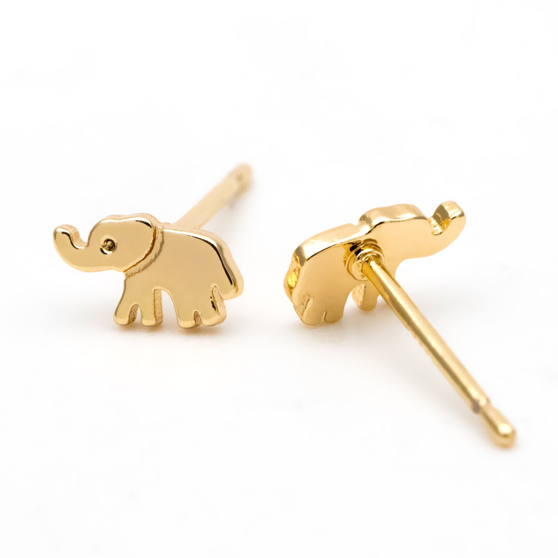 10pcs Gold Elephant Ear posts 4x7mm, Gold Plated Brass Minimalist Stud Earrings (GB-3306)