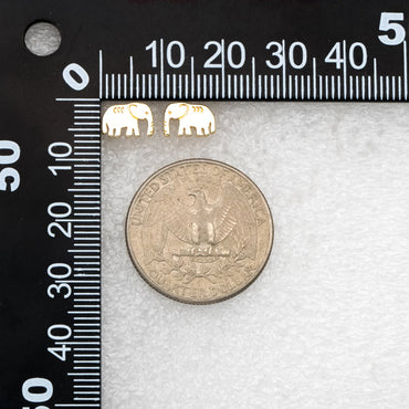 10pcs Gold/ Silver Elephant Ear posts 6x9mm, Gold/ Rhodium Plated Brass Minimalist Stud Earrings (GB-3309)