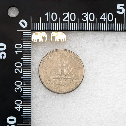 10pcs Gold/ Silver Elephant Ear posts 6x9mm, Gold/ Rhodium Plated Brass Minimalist Stud Earrings (GB-3309)