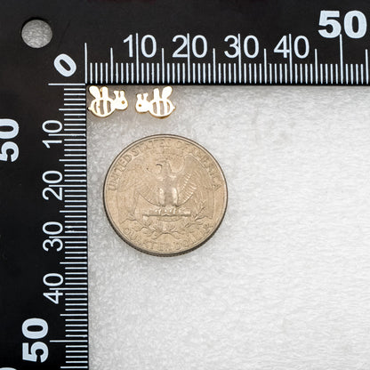 10pcs Gold Bee Ear posts 7x8mm, Gold Plated Brass Minimalist Stud Earrings (GB-3310)