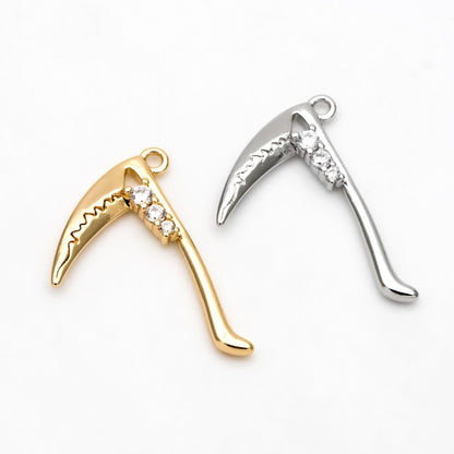 4pcs Gold/ Silver Scythe Pendant, Gothic Amulet, Witchcraft Wicca Amulet, Freak Jewelry, Jewelry Making Diy Material Supplies (GB-2645)