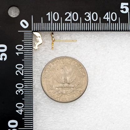 10pcs Gold Fox Stud Earrings 10x6mm, 18K Gold plated Brass Animal Ear Posts (#GB-3286)