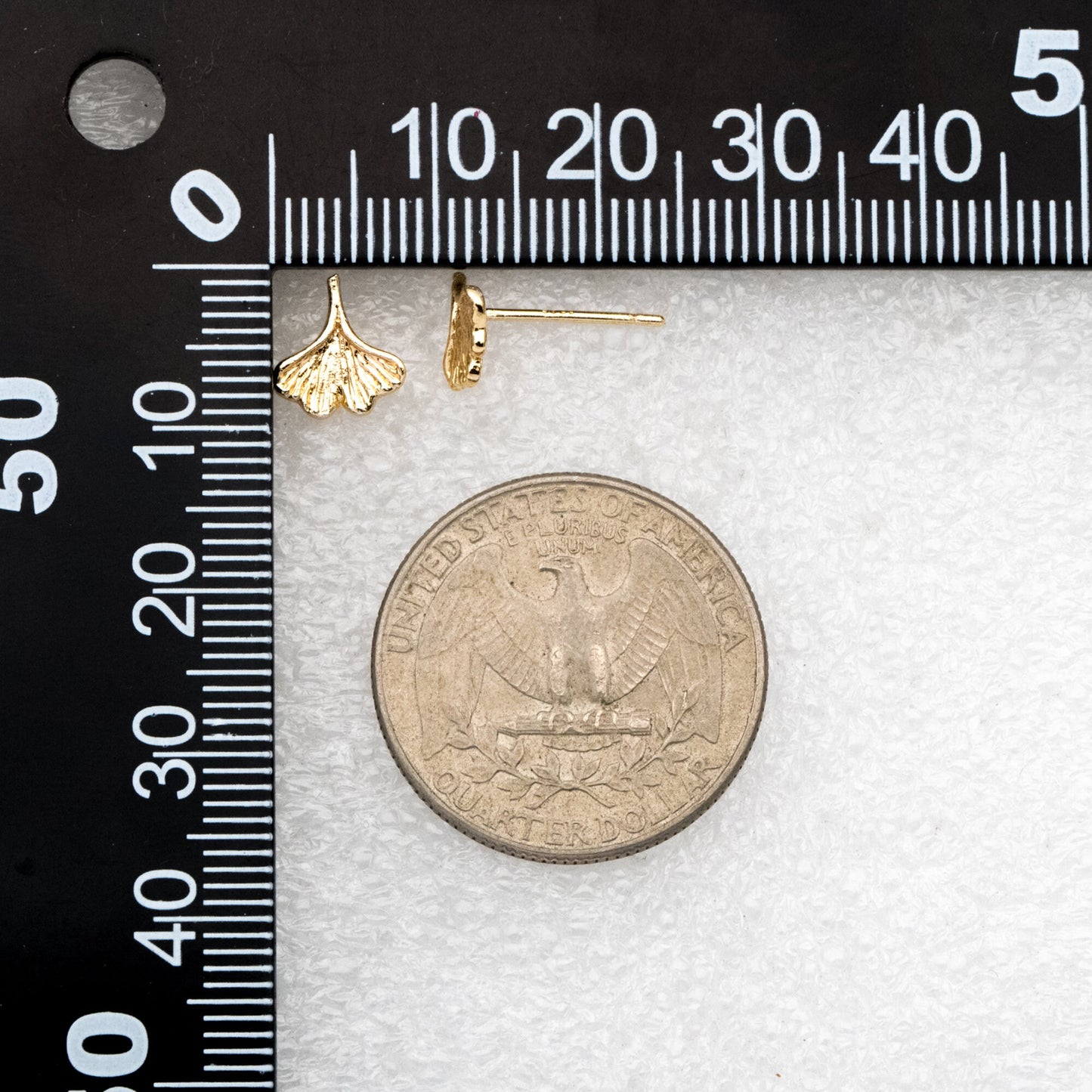 10pcs Gold/ Silver Ginkgo Leaf Ear Posts 9x8mm, Gold/ Rhodium Plated Brass Minimalist Stud Earrings (GB-3290)