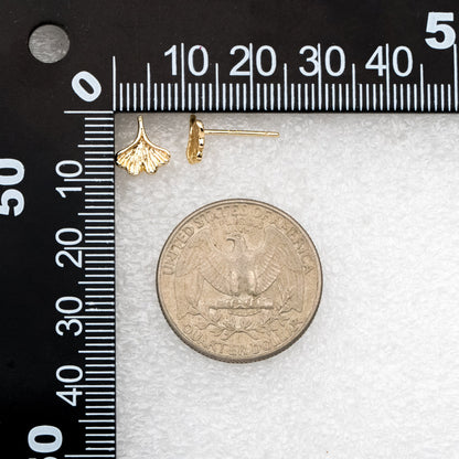 10pcs Gold/ Silver Ginkgo Leaf Ear Posts 9x8mm, Gold/ Rhodium Plated Brass Minimalist Stud Earrings (GB-3290)