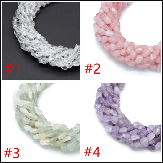 Natural Gemstone Pebble Nugget Beads, Smooth Oval Quartz Stone Beads 6-8mm, Wholesale Gemstone Beads (TR-061)/ Full strand
