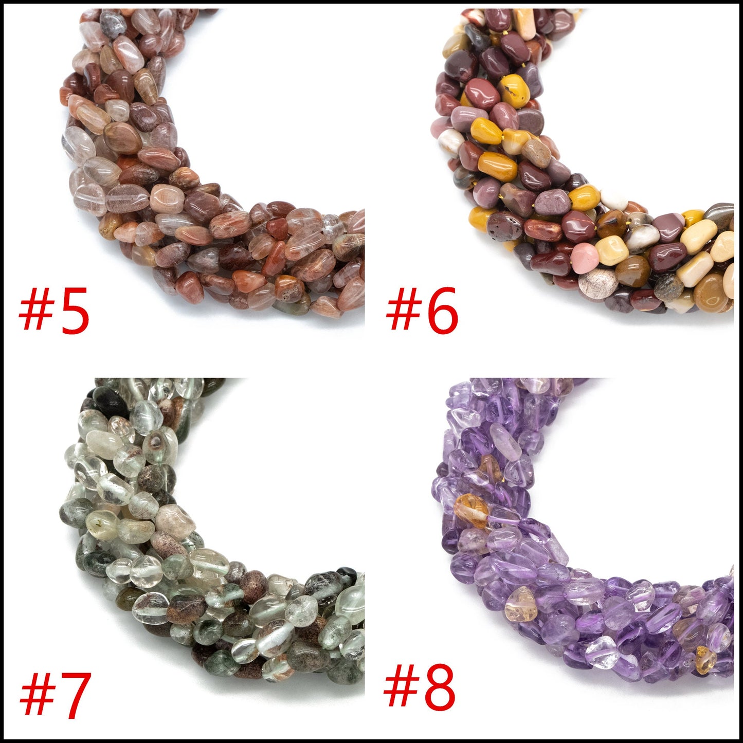 Natural Gemstone Pebble Nugget Beads, Smooth Oval Quartz Stone Beads 6-8mm, Wholesale Gemstone Beads (TR-061)/ Full strand