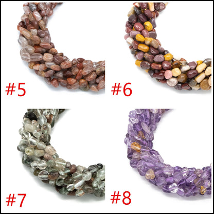Natural Gemstone Pebble Nugget Beads, Smooth Oval Quartz Stone Beads 6-8mm, Wholesale Gemstone Beads (TR-061)/ Full strand