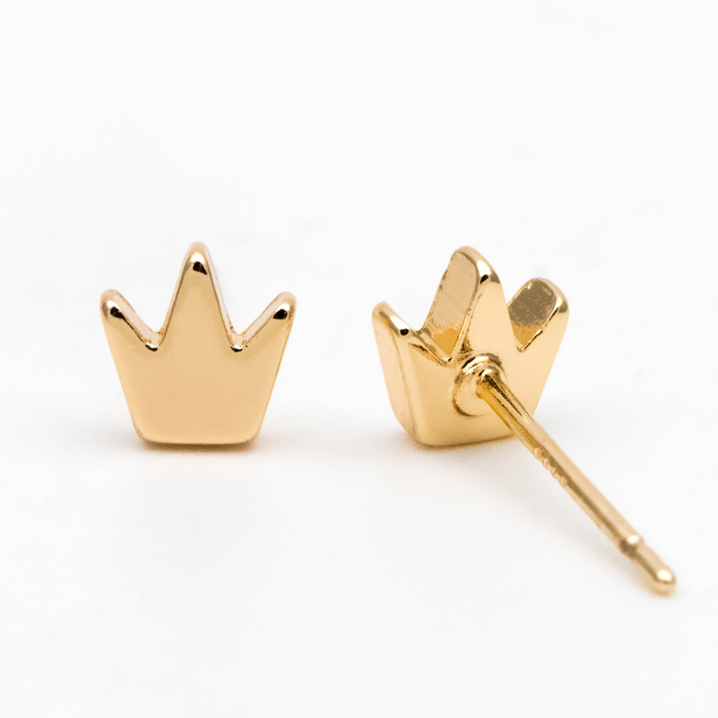 10pcs Gold Crown Ear posts 6mm, Gold Plated Brass Minimalist Stud Earrings (GB-3327)