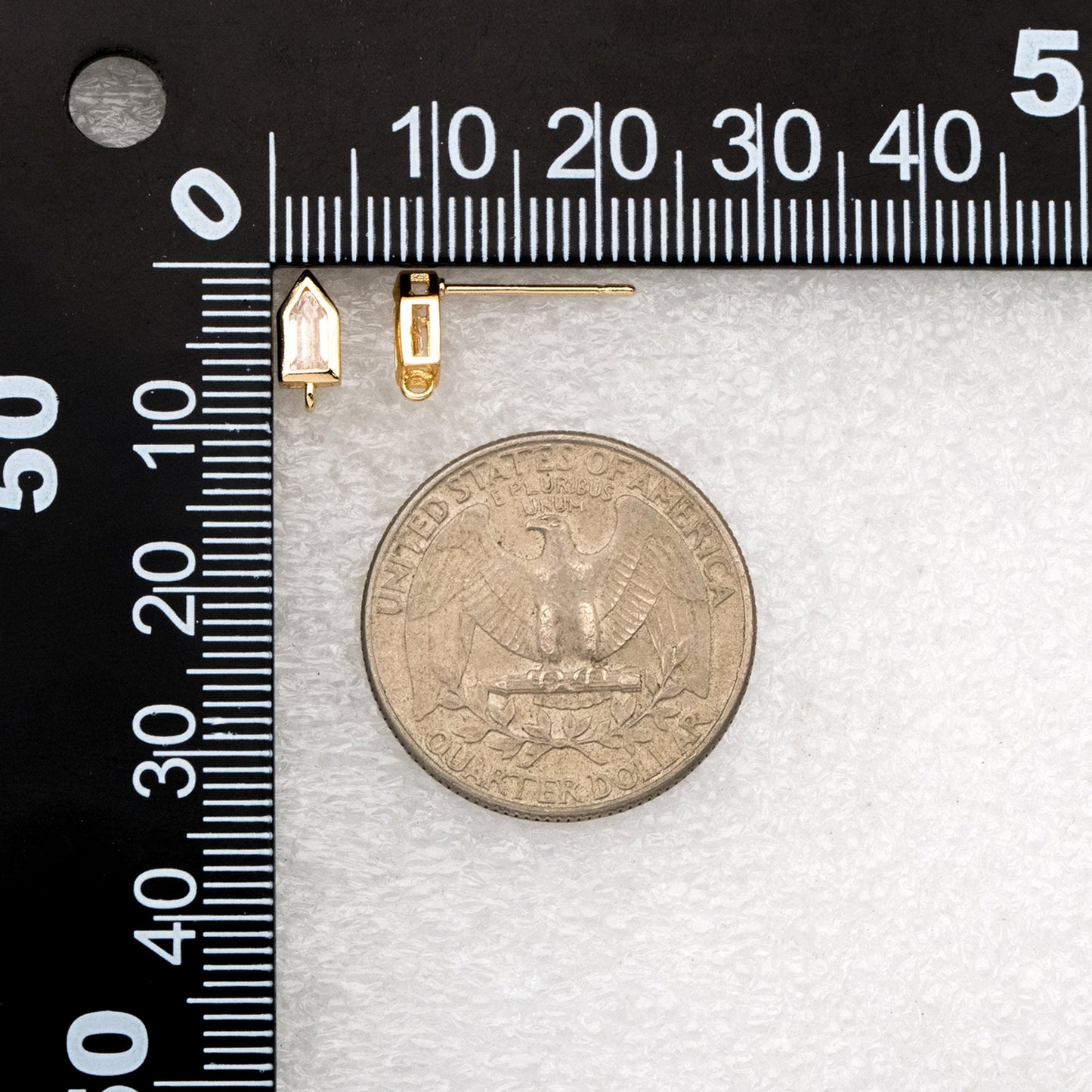 4pcs CZ Pave Arrow Earring Studs, 18K Gold plated Brass Ear Posts, Geometric Earring Findings (#GB-3329)