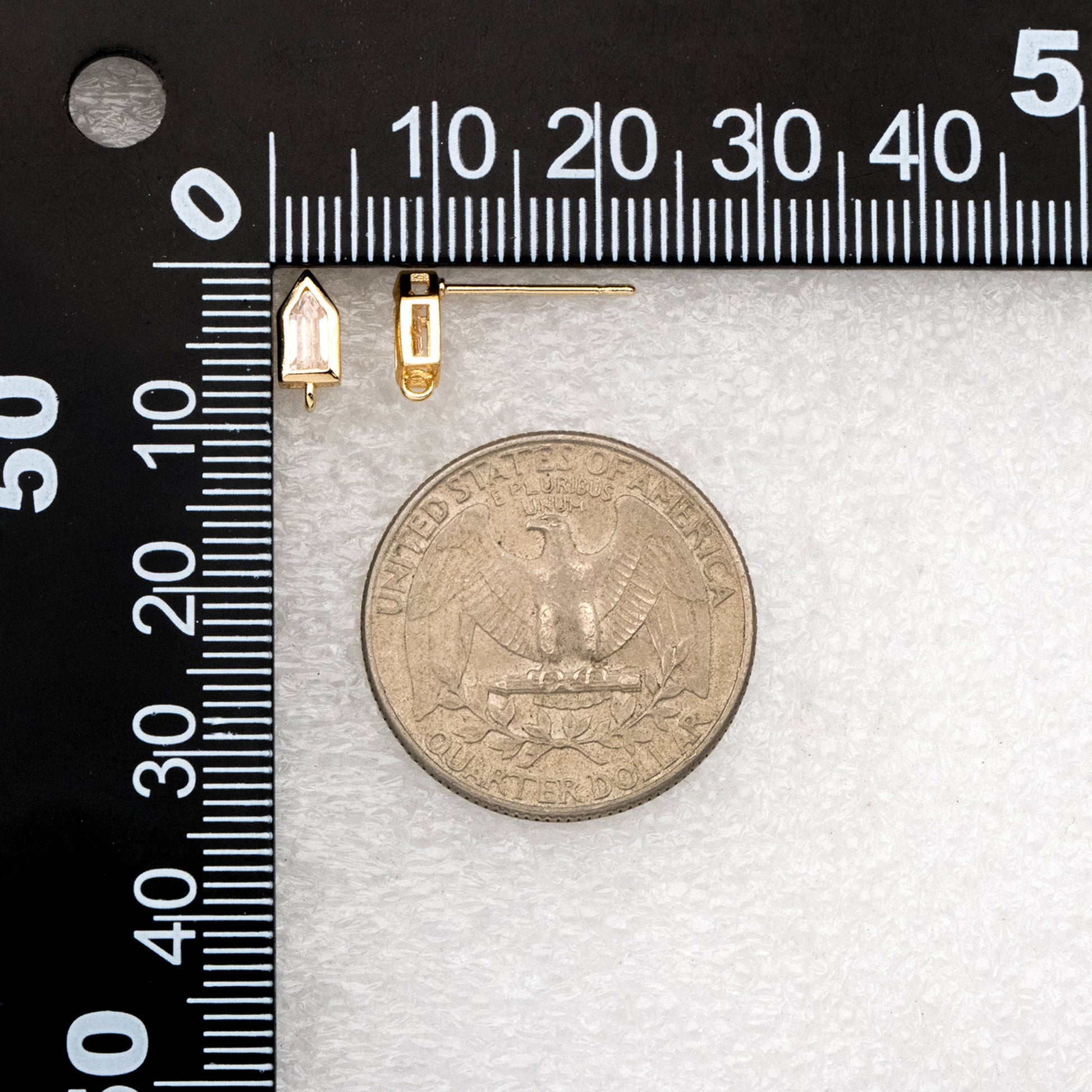 4pcs CZ Pave Arrow Earring Studs, 18K Gold plated Brass Ear Posts, Geometric Earring Findings (#GB-3329)