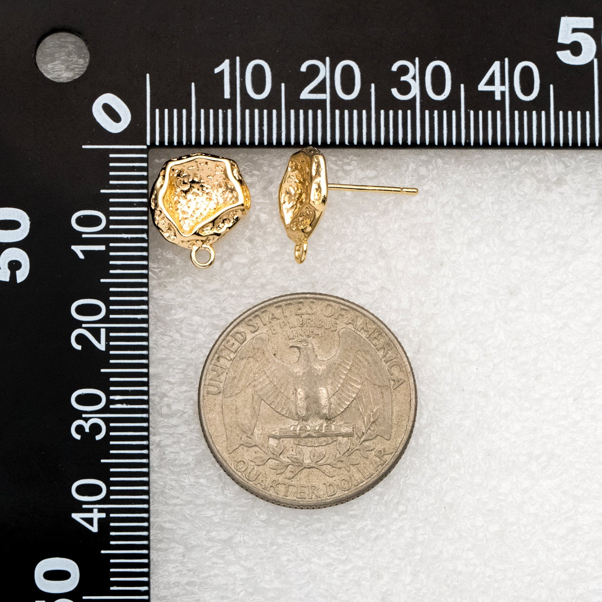 10pcs Gold Irregular Earring with Loop, 18K Gold plated Brass, Stud Earring Components (GB-3330)