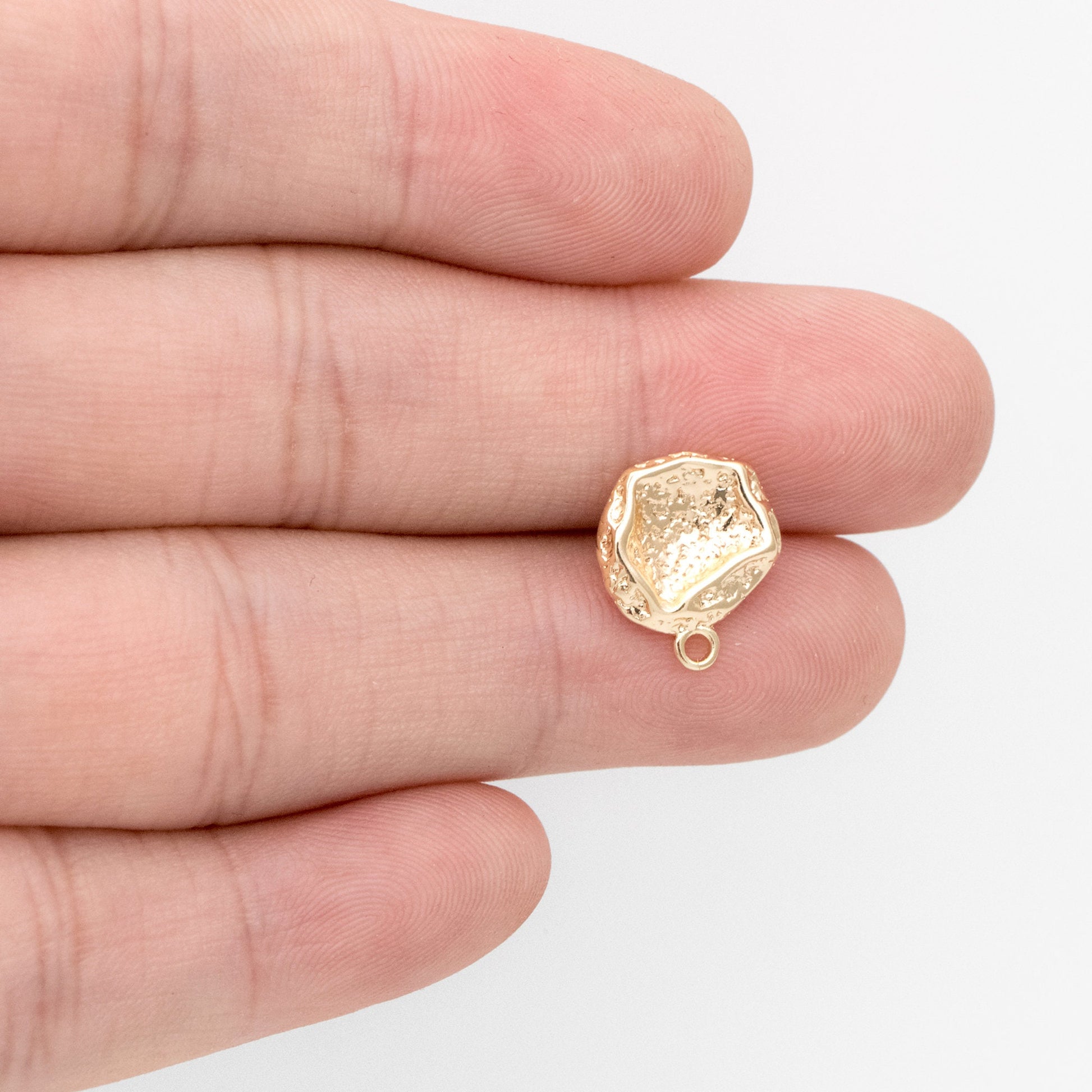 10pcs Gold Irregular Earring with Loop, 18K Gold plated Brass, Stud Earring Components (GB-3330)