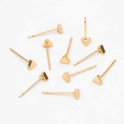 10pcs Gold/ Silver Triangle Minimalist Earrings, 4mm, Real Gold/ Rhodium Plated Brass Geometric Earring Studs (GB-3332)