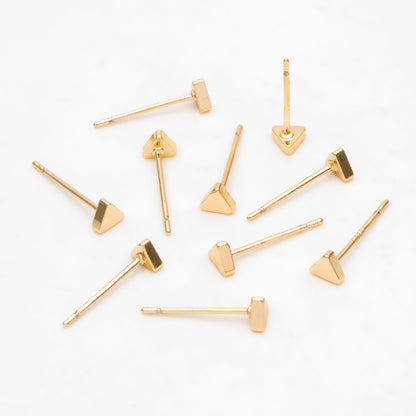 10pcs Gold/ Silver Triangle Minimalist Earrings, 4mm, Real Gold/ Rhodium Plated Brass Geometric Earring Studs (GB-3332)