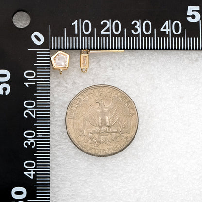 4pcs CZ Pave Pentagon Earring Stud with Loop, 18K Gold plated Brass Ear Posts, Geometric Earring Findings (#GB-3333)