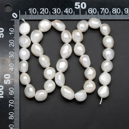 Freshwater Potato Pearls 9mm, White Nugget Pearls, Nautural Baroque Pearls (PL-74)/ 14.5" full strand