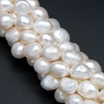 Freshwater Potato Pearls 9mm, White Nugget Pearls, Nautural Baroque Pearls (PL-74)/ 14.5" full strand