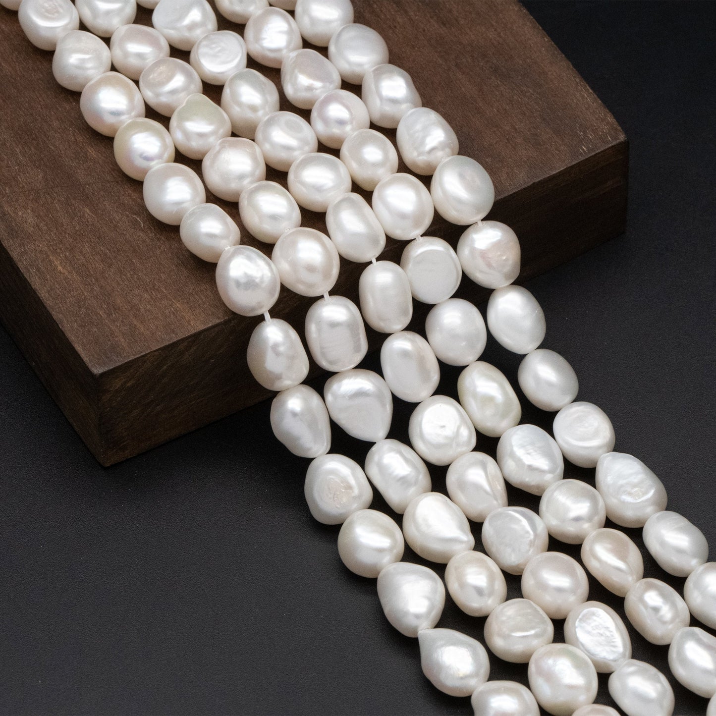 Freshwater Potato Pearls 9mm, White Nugget Pearls, Nautural Baroque Pearls (PL-74)/ 14.5" full strand