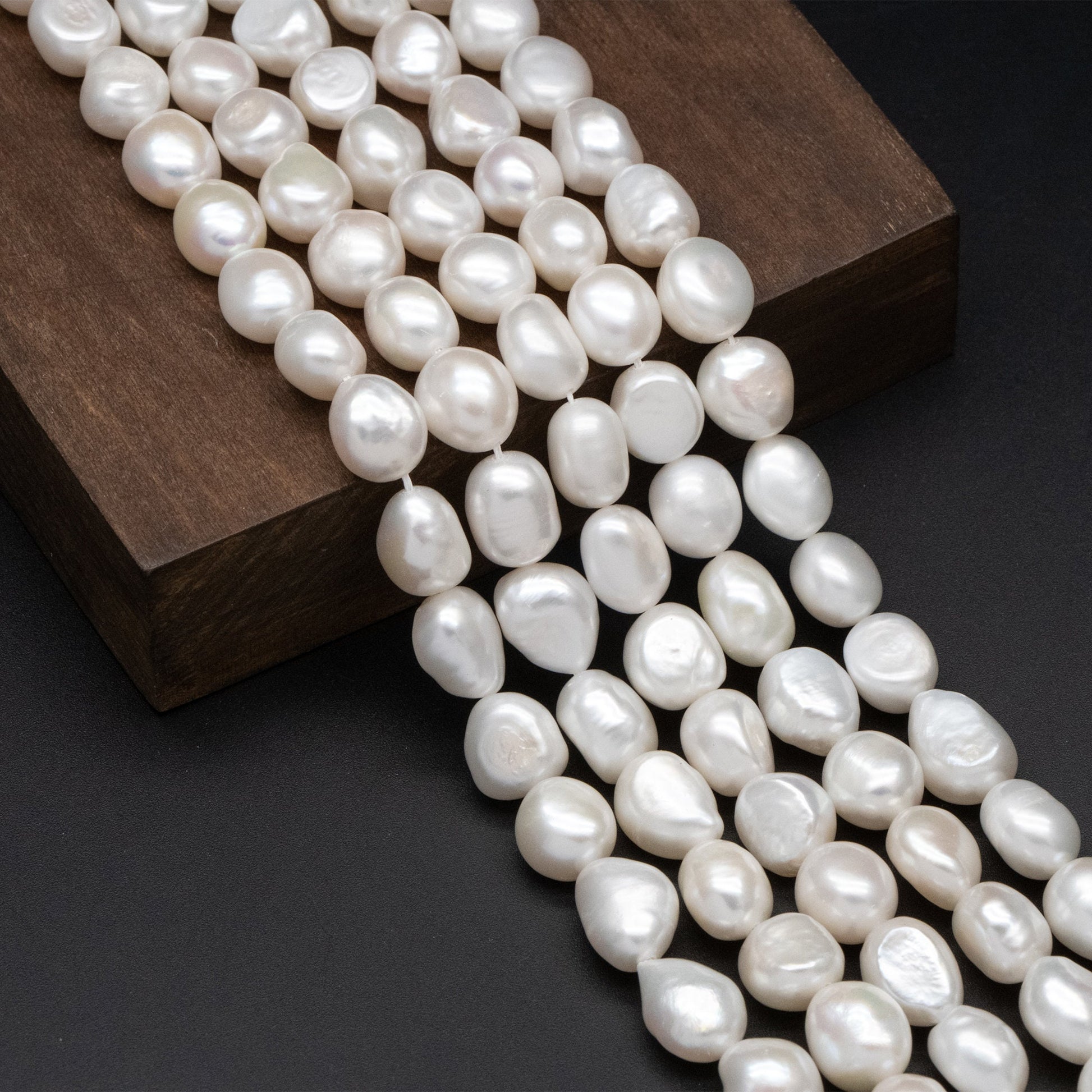 Freshwater Potato Pearls 9mm, White Nugget Pearls, Nautural Baroque Pearls (PL-74)/ 14.5" full strand