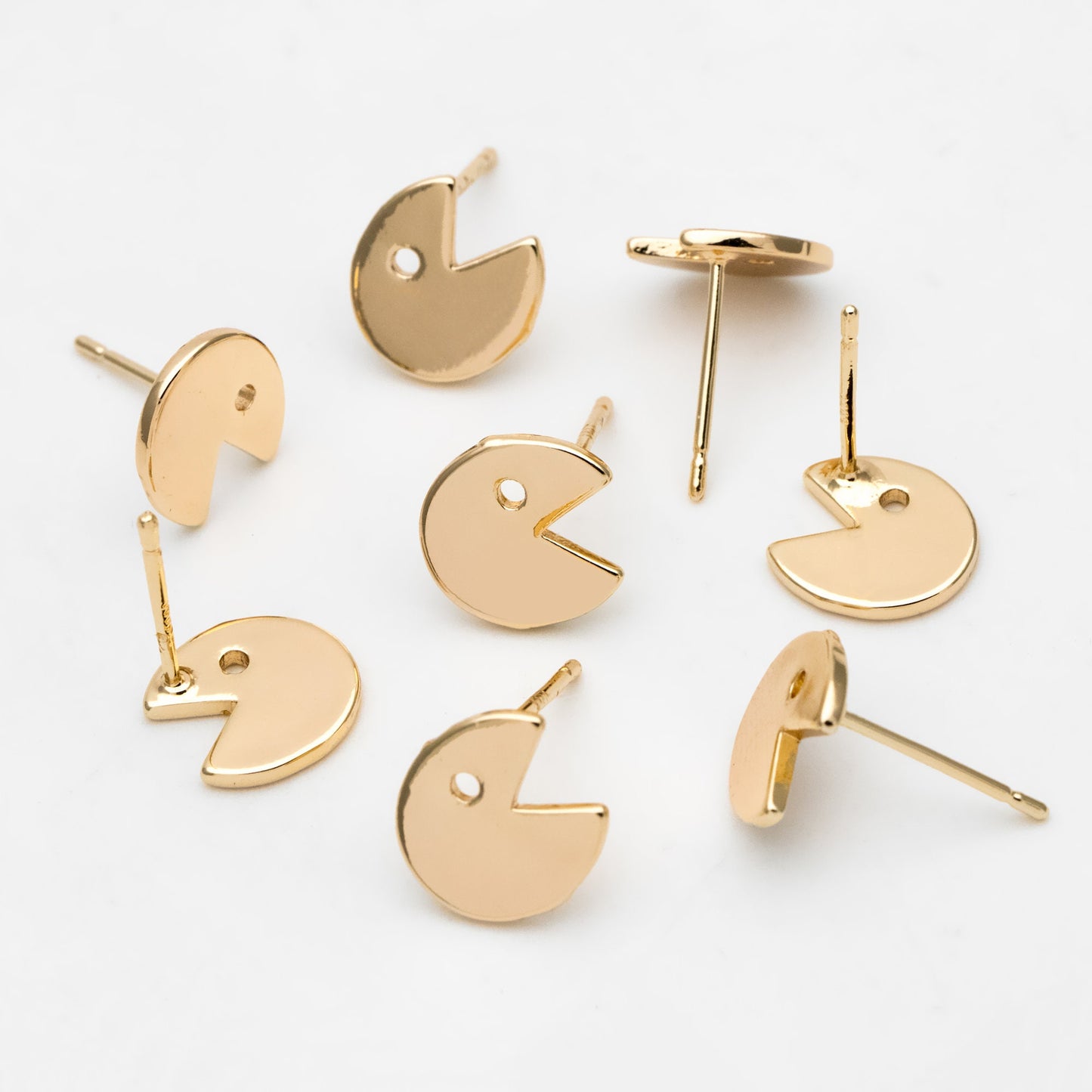 10pcs Gold Round Ear Posts 10x10mm, Gold Plated Brass Minimalist Stud Earrings (GB-3295)