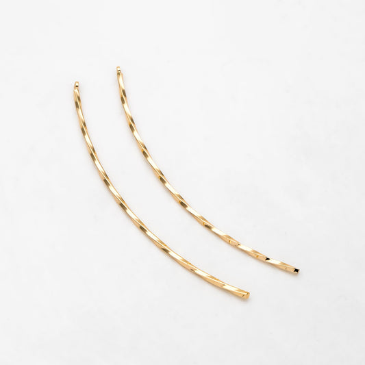 10pcs Gold plated Brass Twist Bar Pendants 66x10mm, Earring Component Charms (GB-3297)