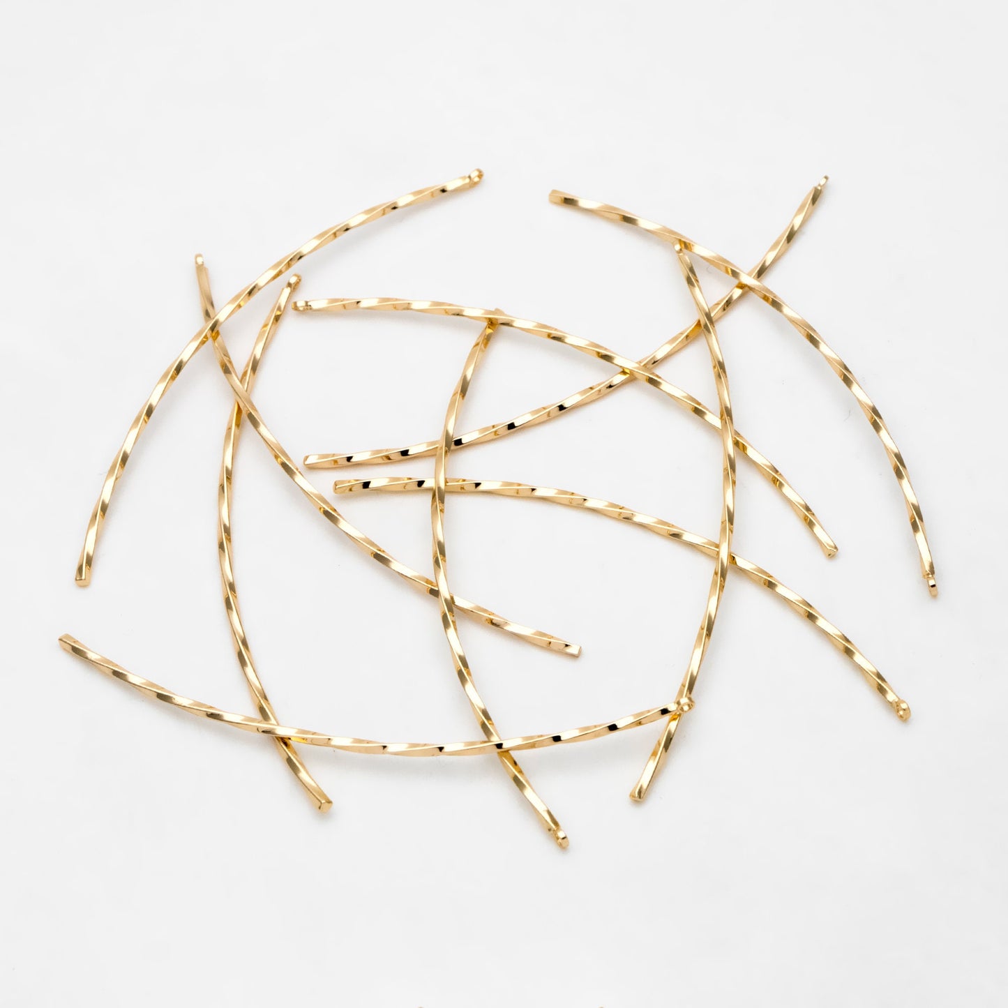 10pcs Gold plated Brass Twist Bar Pendants 66x10mm, Earring Component Charms (GB-3297)