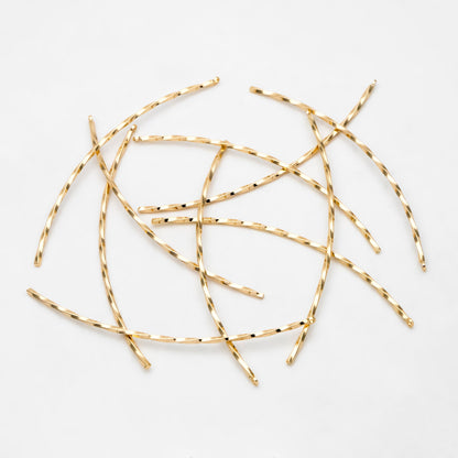 10pcs Gold plated Brass Twist Bar Pendants 66x10mm, Earring Component Charms (GB-3297)