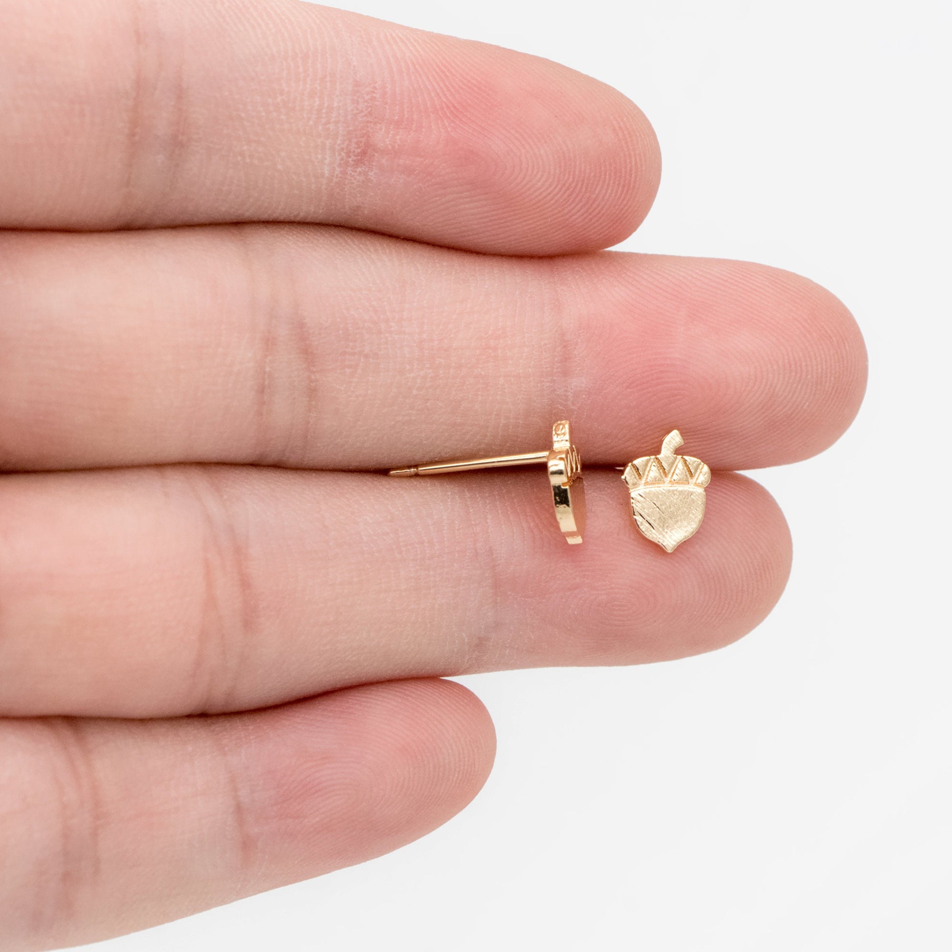 10pcs Gold/ Silver Acorn Ear Posts 8x8mm, Gold/ Rhodium Plated Brass Minimalist Stud Earrings (GB-3298)