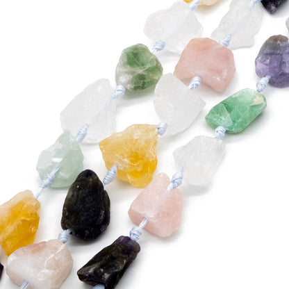 Natural Raw Crystal Nugget, Rough Gemstone Rocks, Raw Quartz Stone Beads, Mix Color Full strands (TR-052)