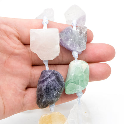 Natural Raw Crystal Nugget, Rough Gemstone Rocks, Raw Quartz Stone Beads, Mix Color Full strands (TR-052)