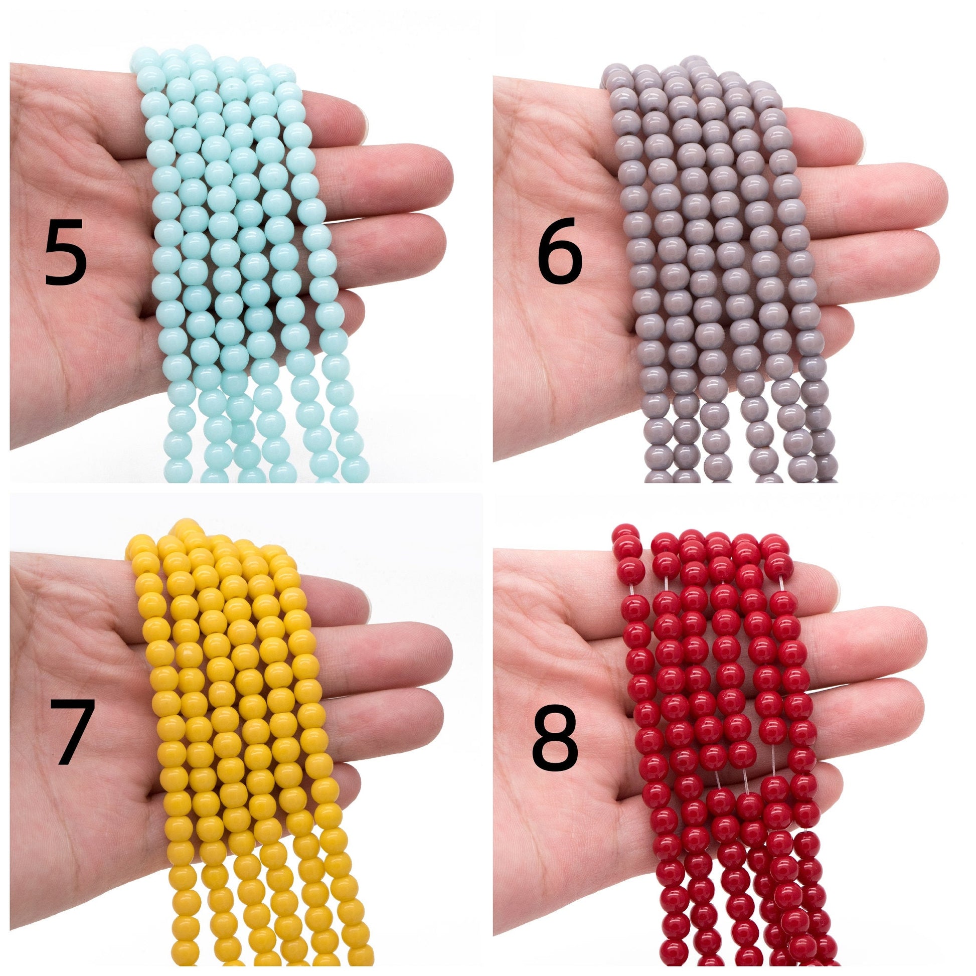 65pcs Smooth Round Glass beads 6mm, Full strand (GM-043)