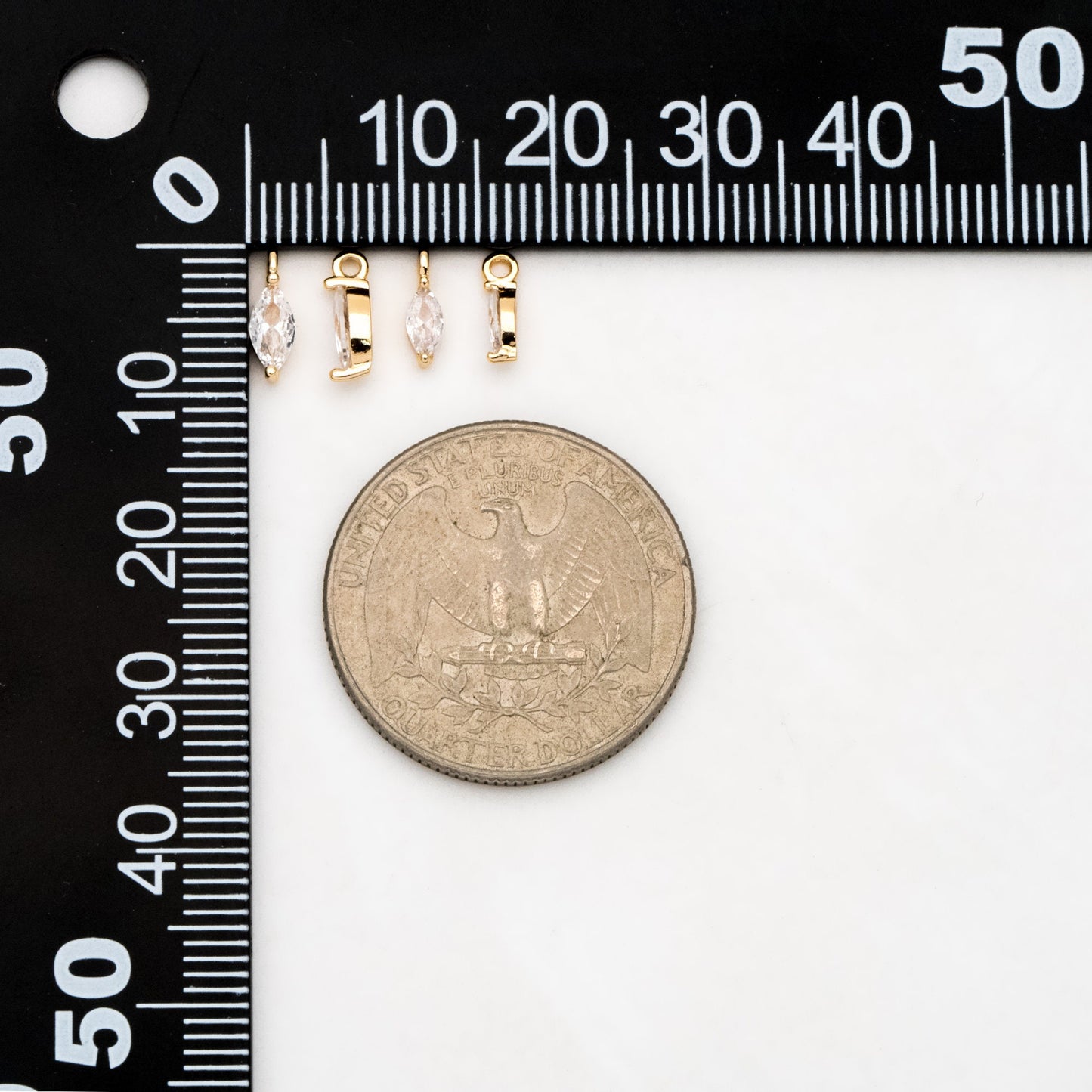 10pcs CZ pave Gold/ Silver tone Tiny Gold Leaf Charm, Gold/ Rhodium plated Brass, Horse Eye Charm (GB-1023)