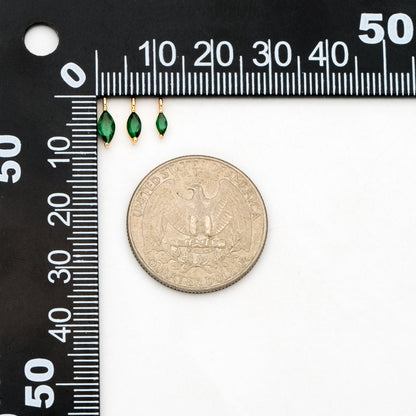 10pcs Green Glass pave Tiny Leaf Charm, Emerald Marquise Charms (GB-3299)