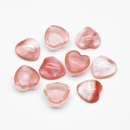 10pcs Heart Gemstone Cabochon for Jewelry Making, 10mm Heart Flatback Cabs Wholesale (No Hole) (TR-065)