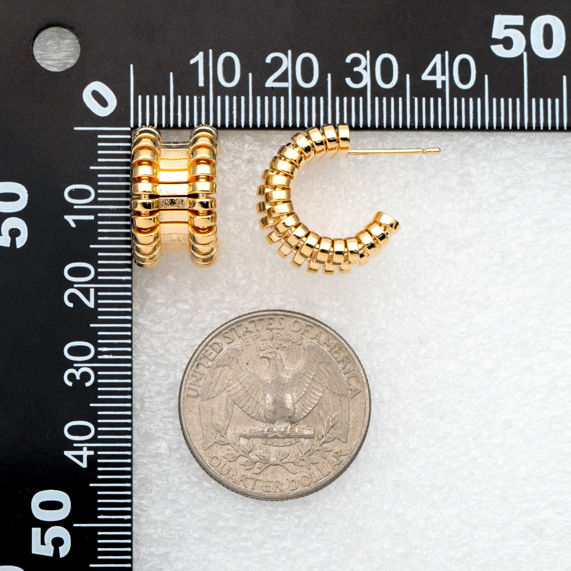 4pcs Gold Round Circle Ear Posts 18mm, Gold plated Brass, Geometric Hoop Stud Earrings (GB-3341)