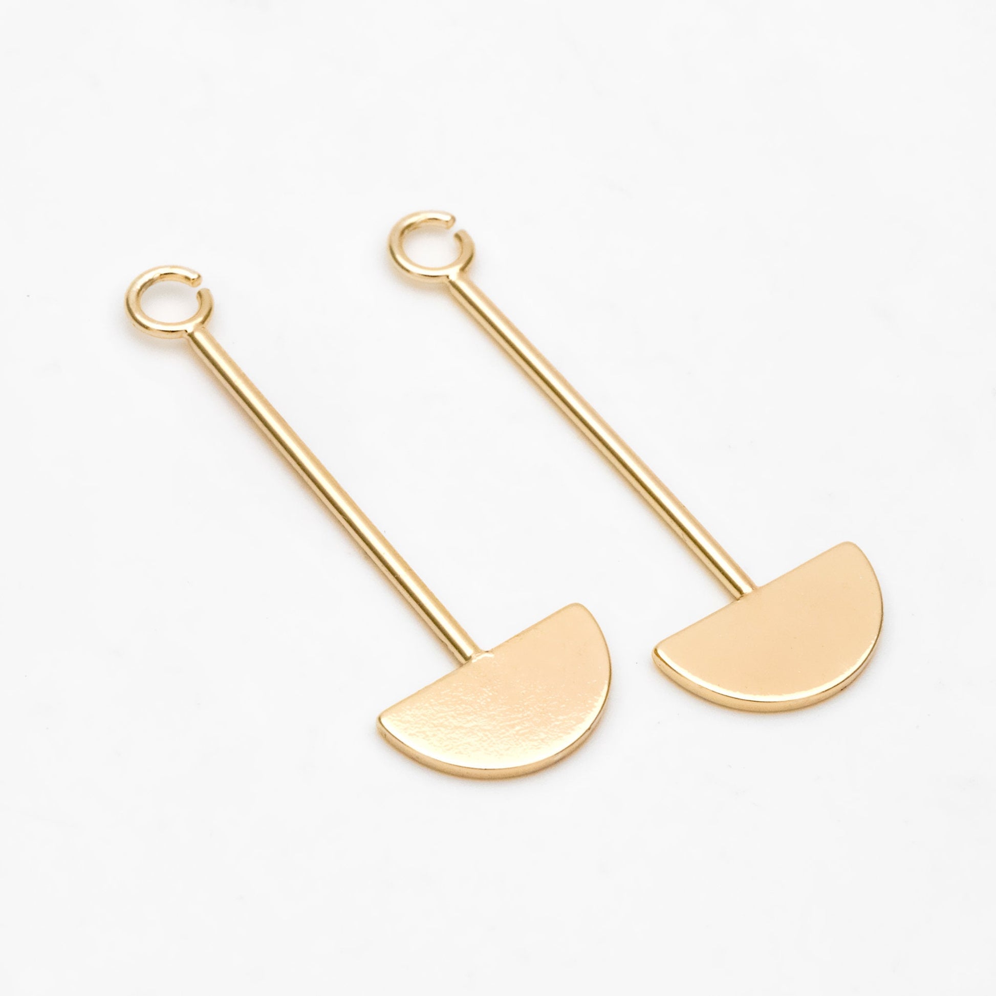 10pcs Gold Bar Semi-Circle Charms, 37x13mm, Gold plated Brass Half Round Pendants (GB-3302)
