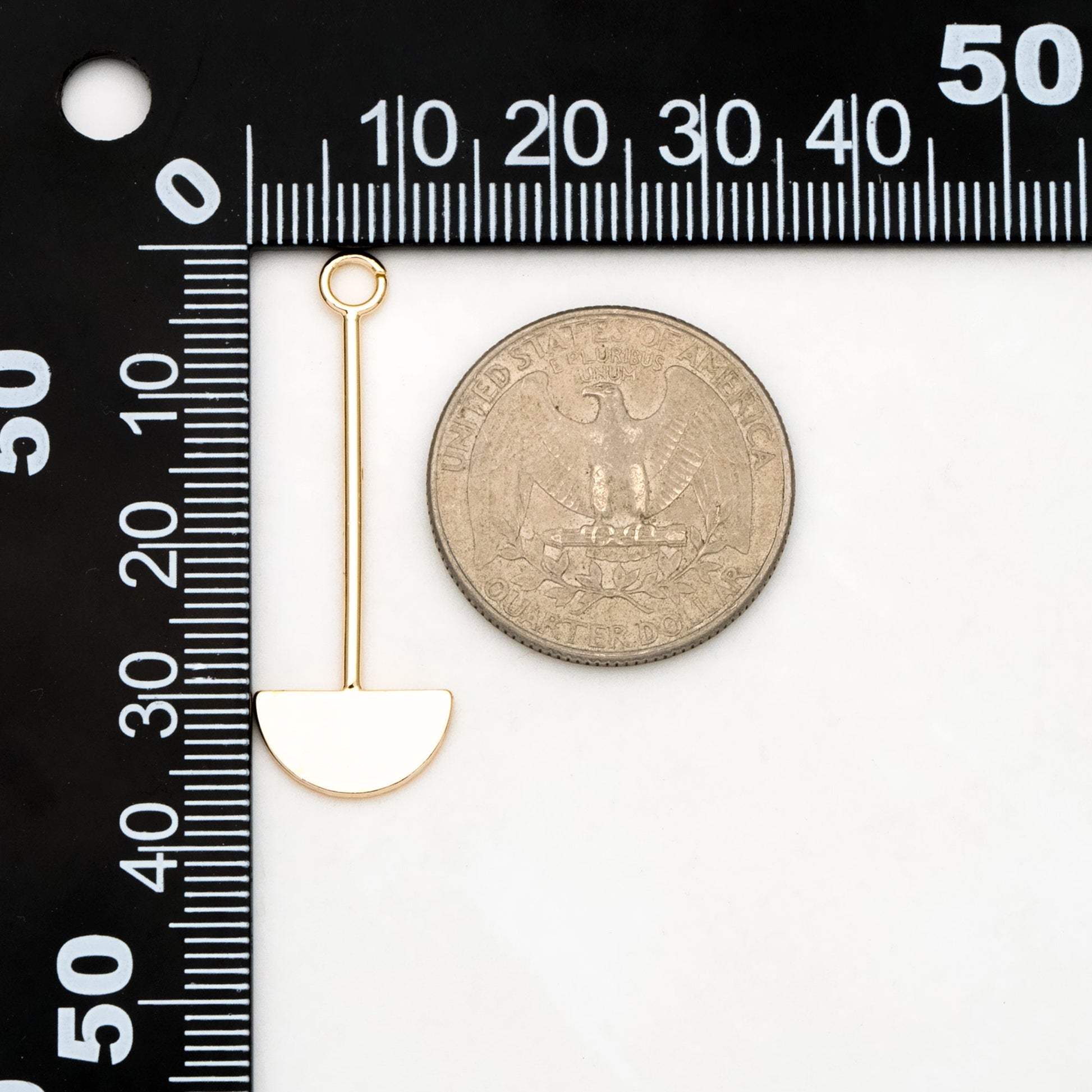 10pcs Gold Bar Semi-Circle Charms, 37x13mm, Gold plated Brass Half Round Pendants (GB-3302)