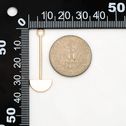 10pcs Gold Bar Semi-Circle Charms, 37x13mm, Gold plated Brass Half Round Pendants (GB-3302)