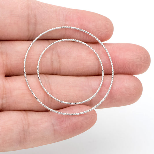 10pcs Silver Tone Round Ring 30/ 40mm, Rhodium plated Brass, Geometric Hoop Circle (GB-3303)