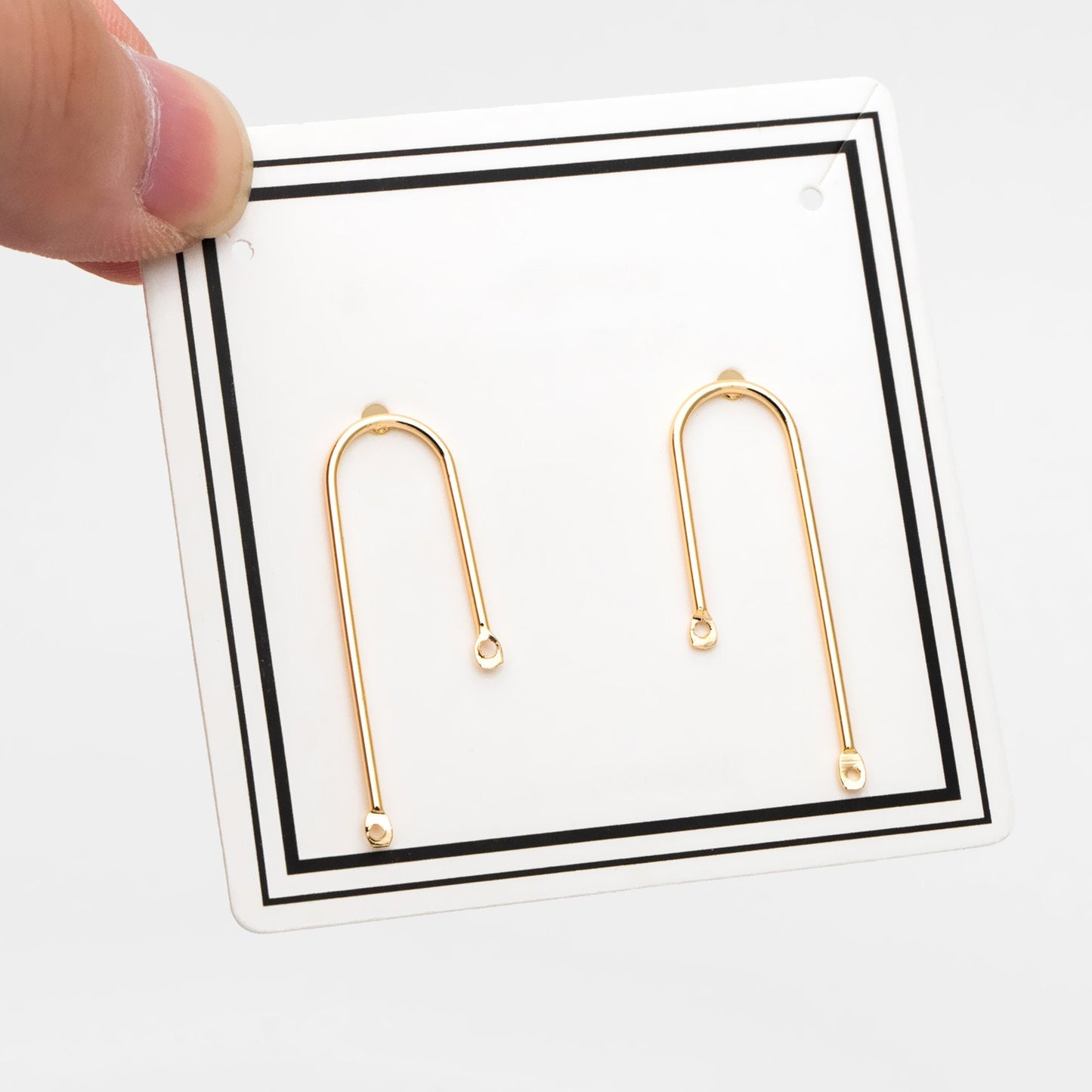 10pcs Gold Bar Stud Earrings, U-shaped Ear Posts, Simple Ear Wire Findings (GB-784)