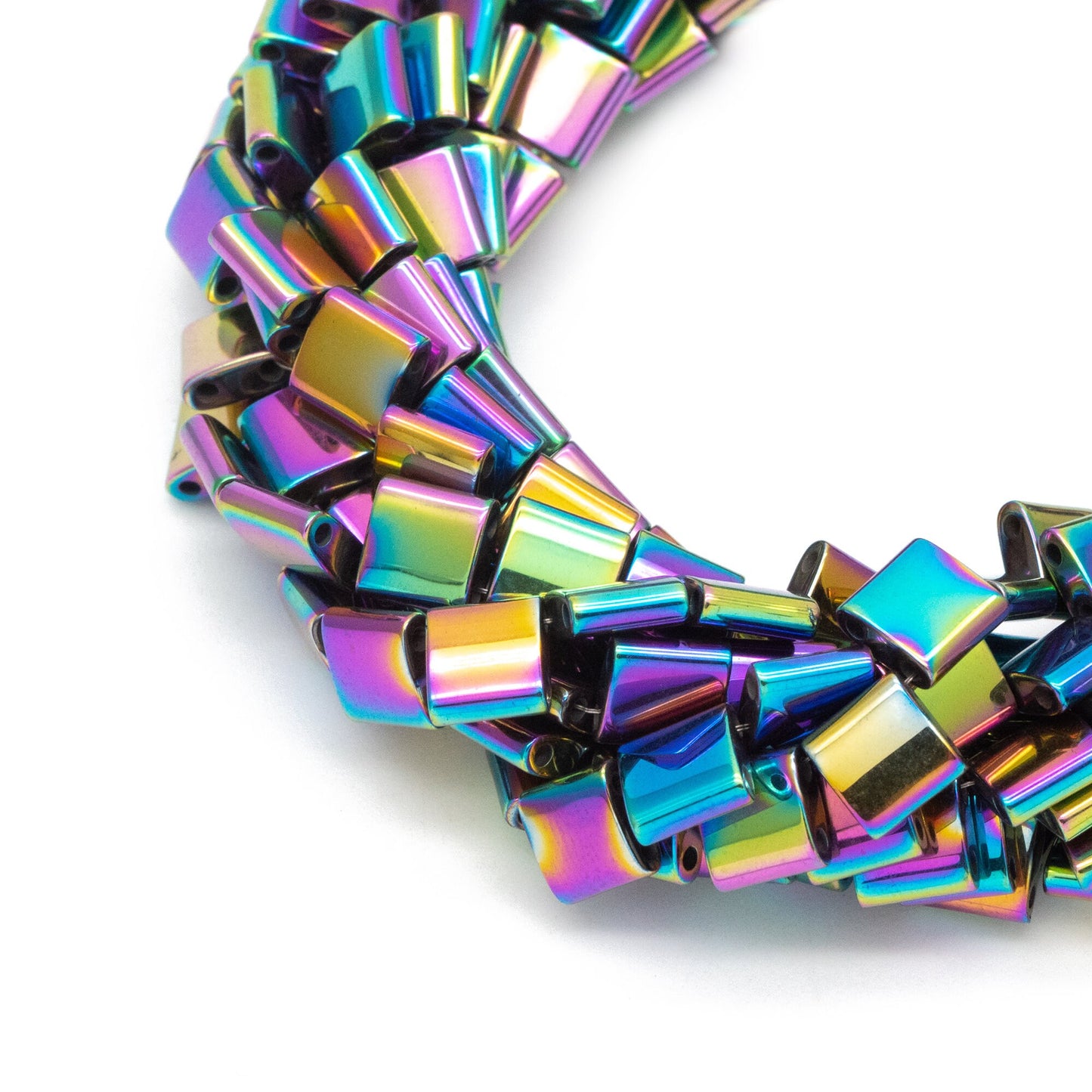 75pcs 2 Hole Beads, Tila Hematite Beads, 5mm, Perfect for Bracelets, Metallic Color (V6104)