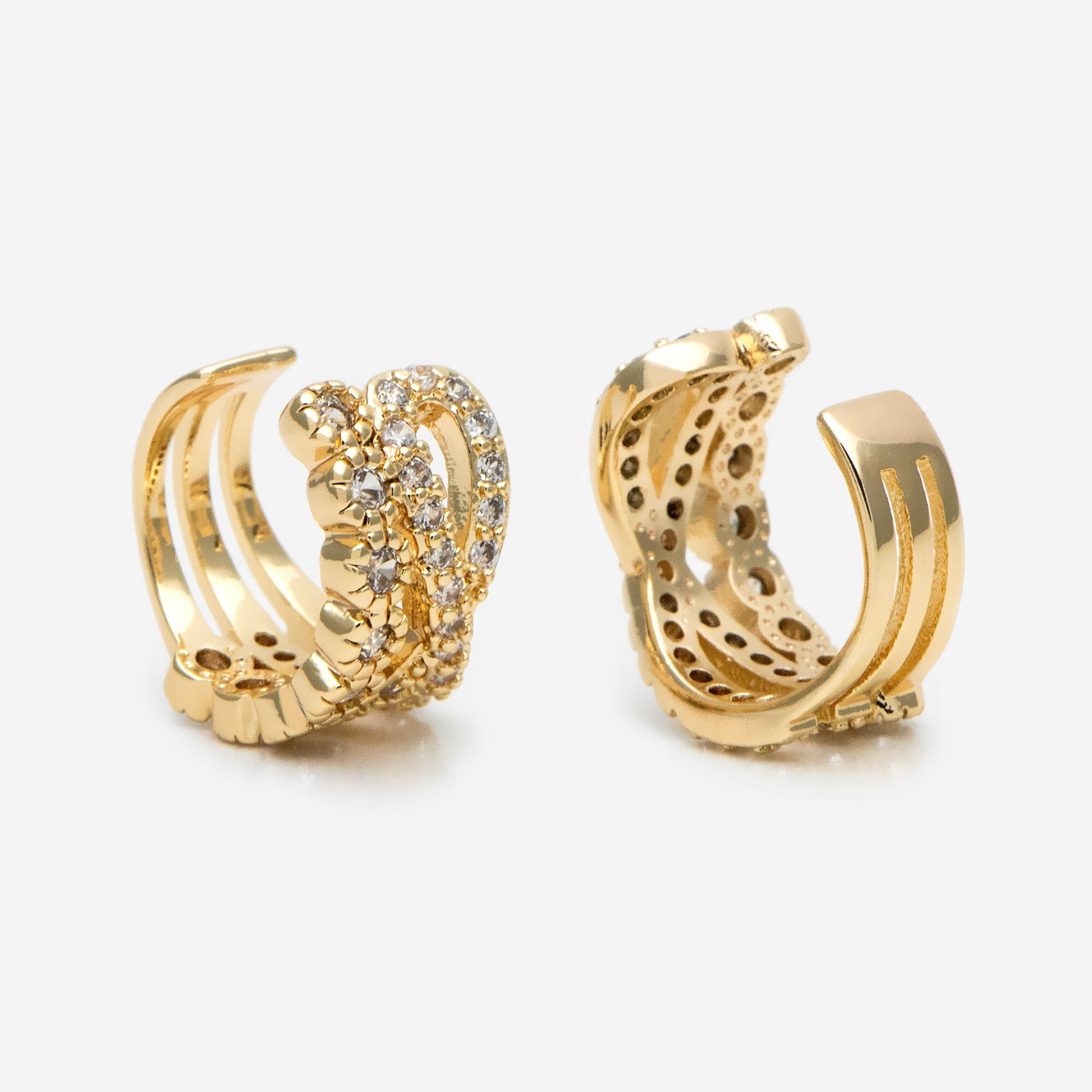 4pcs CZ Pave Gold/ Silver/ Rose Gold Ear Cuff, Cartilage, Dainty Earcuff Earring (GB-2657)