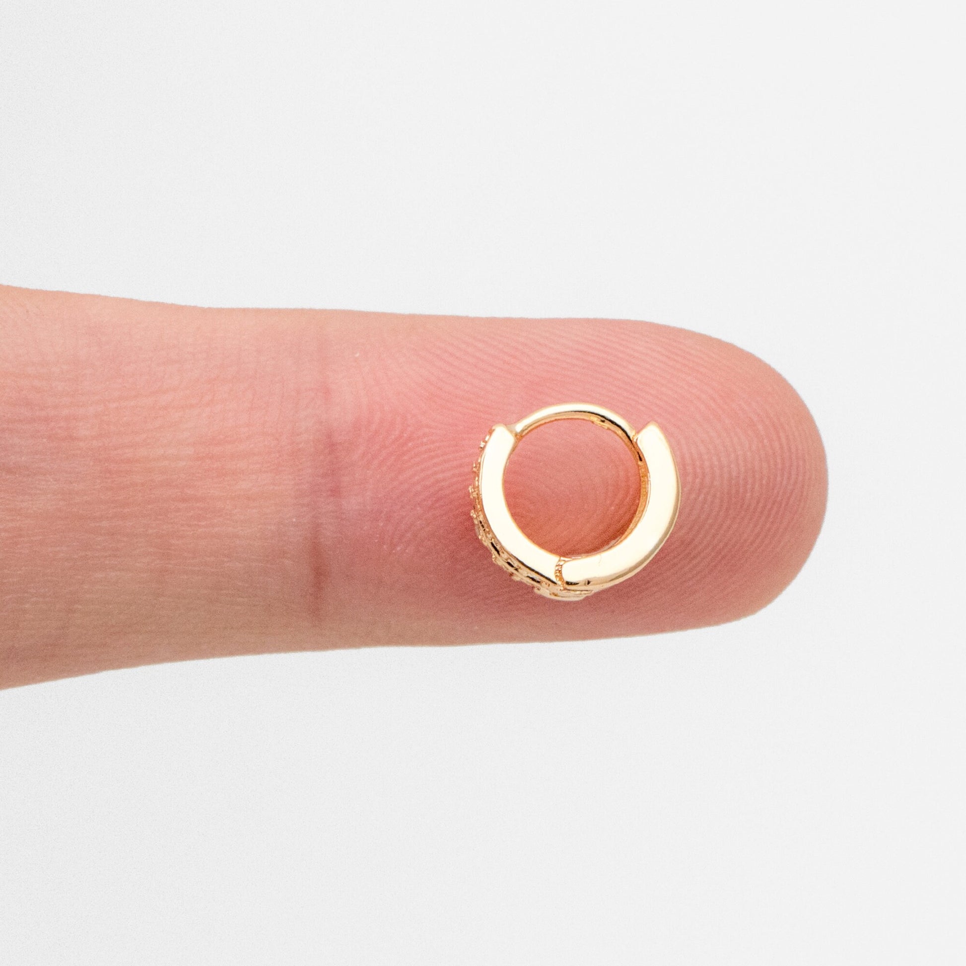 4pcs Gold/ Silver CZ Pave Tiny Double Hoop Earrings, 9mm hoop, Tragus Hoop, Cartilage Hoop, Cartilage Clicker Hoop (GB-3399-F)