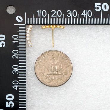 4pcs CZ Pave Gold Curved Bar Ear Posts, Real Gold Plated Brass Stick Stud Earrings (#GB-3353)