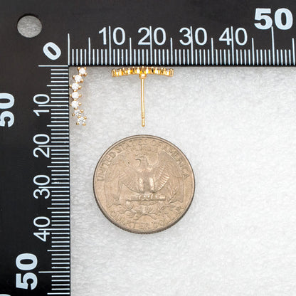 4pcs CZ Pave Gold Curved Bar Ear Posts, Real Gold Plated Brass Stick Stud Earrings (#GB-3353)