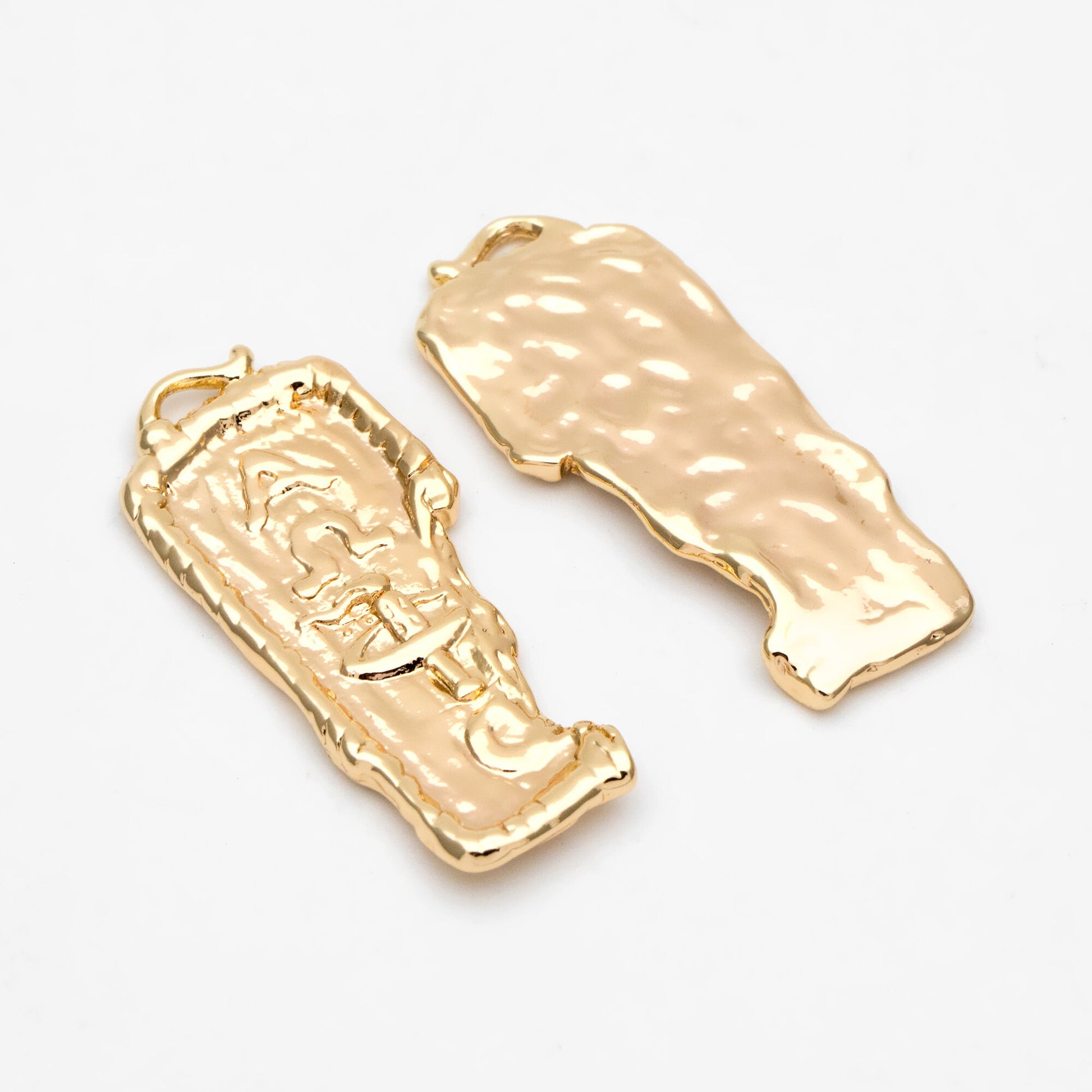 4pcs Gold Greek Letter Charm 34x15mm, 18K Gold plated Brass Rectangle Pendant(GB-3354)